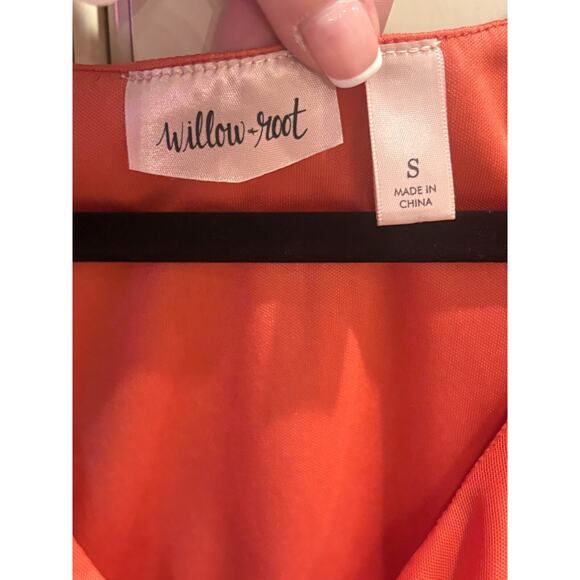 Willow & Root Women's Orange Ruched V-Neck Sleeveless Top Size Small 2-6 - Picture 4 of 4